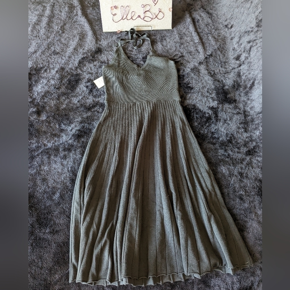 Black Halter Sweater Dress M - Picture 5 of 6